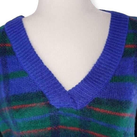 NWT St. John's Bay Blue Plaid sweater size Medium - Picture 3 of 5